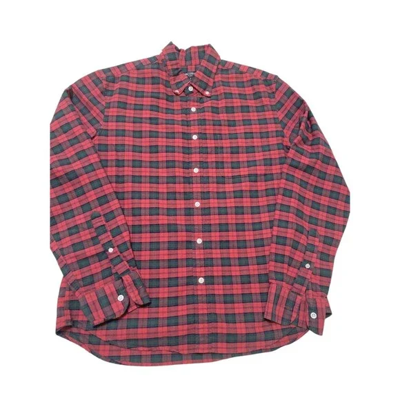 J. Crew Mercantile Flex Mens Button Down Shirt Size L Red Green Plaid E9 - Picture 11 of 11